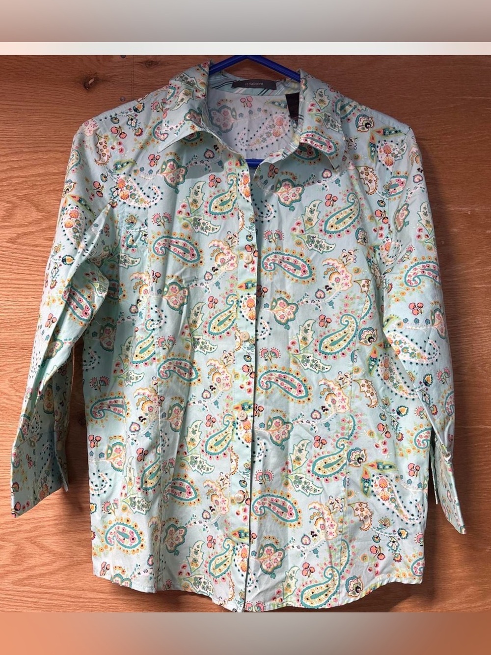 Liz Claiborne Vintage Light Blue Paisley Button-Down Shirt